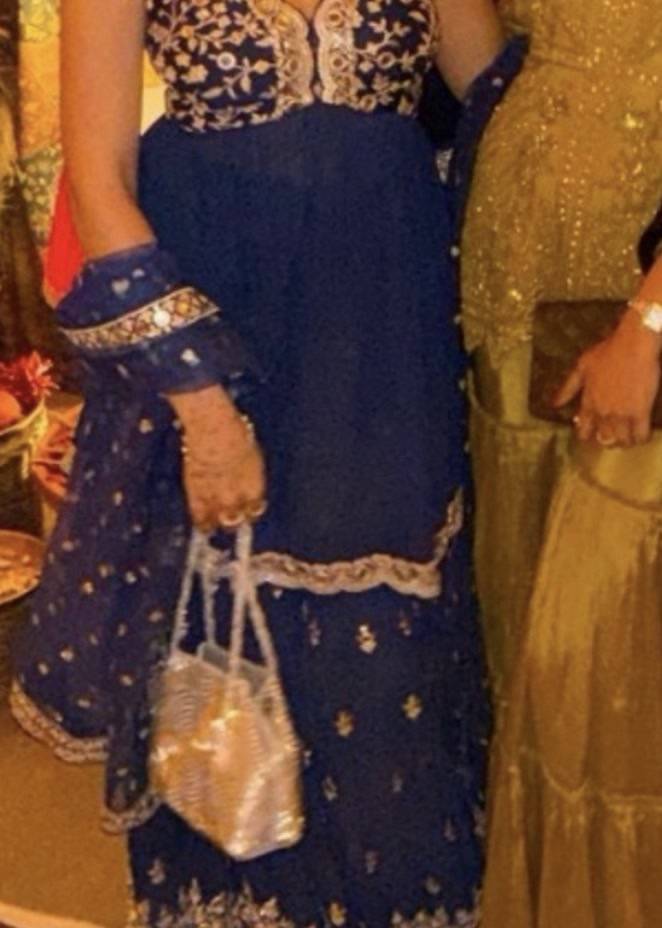 Navy Mirrorwork Sharara Set Image - 1