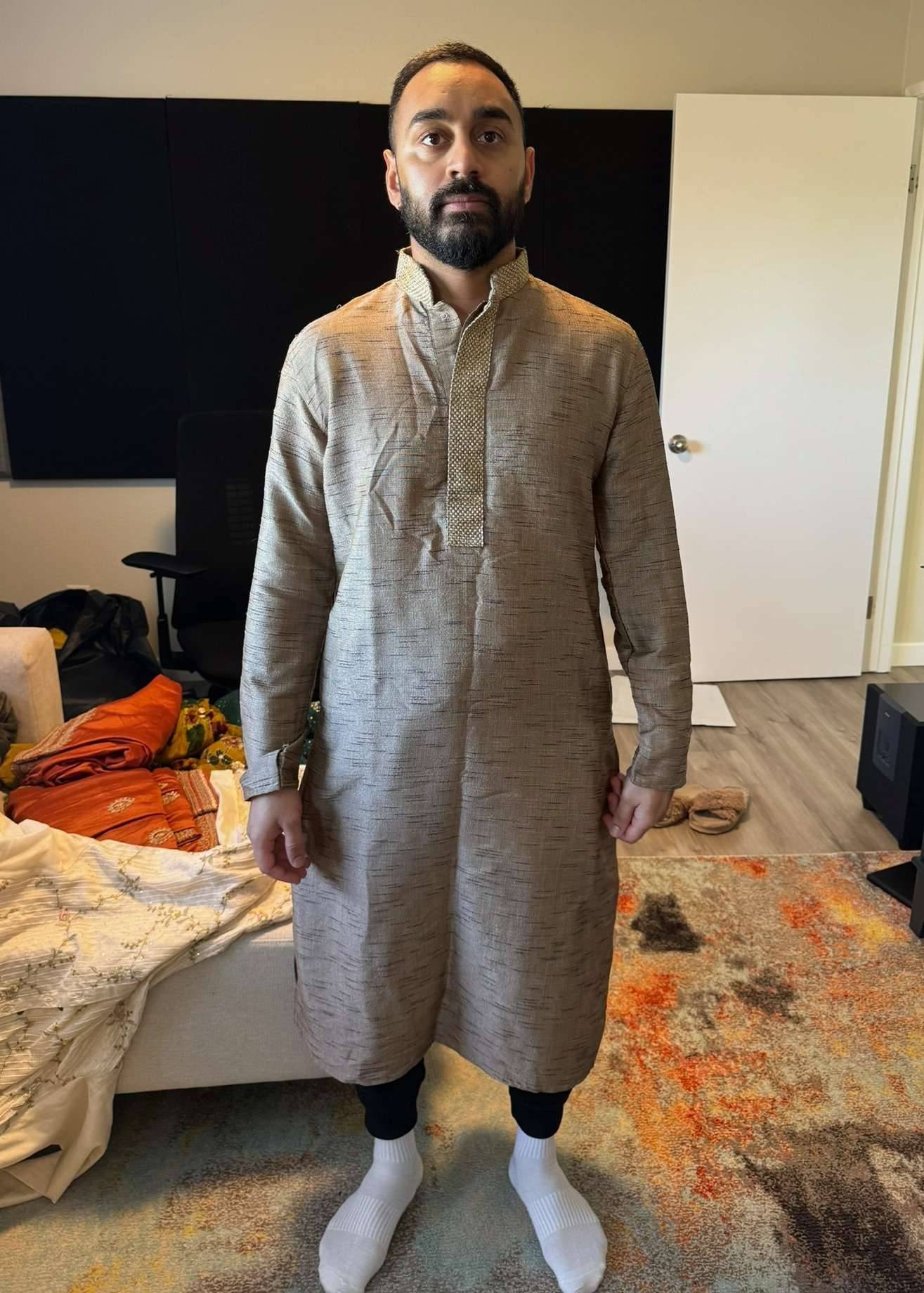 Brown Heathered Kurta Image - 0
