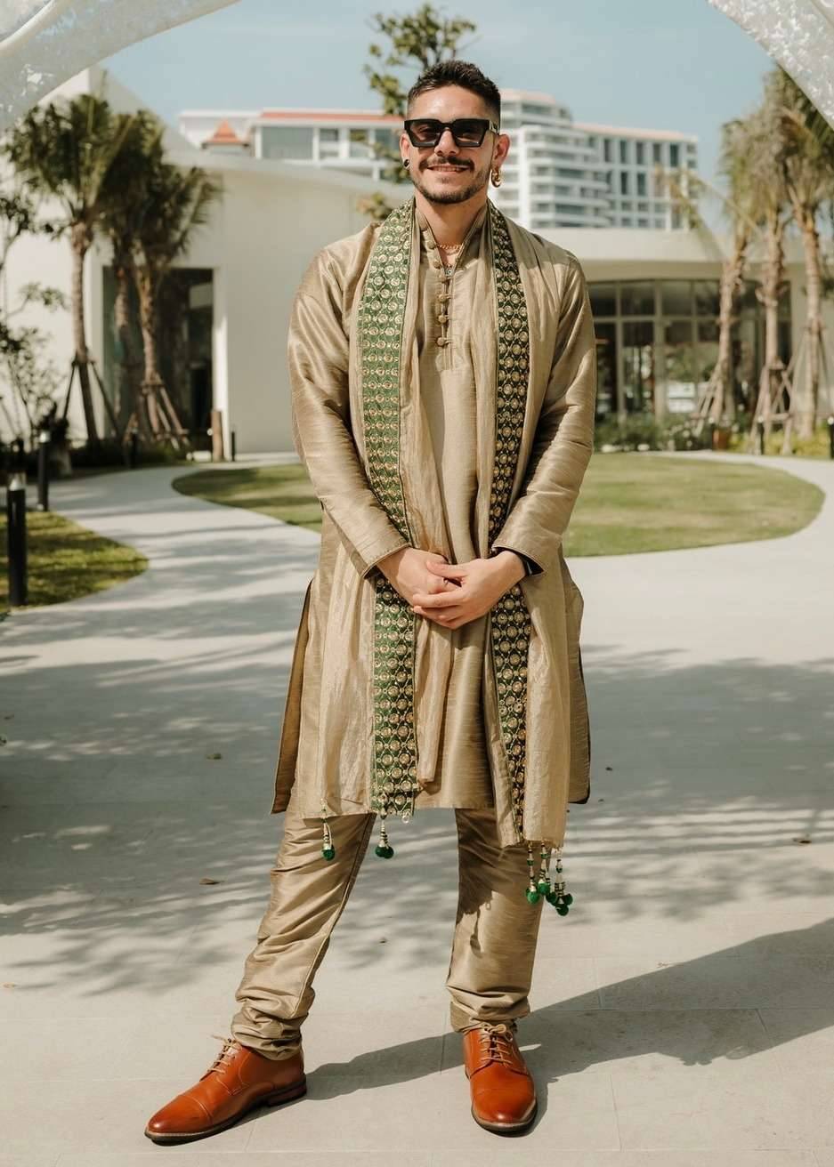 Champagne Beige Kurta Set Image - 0