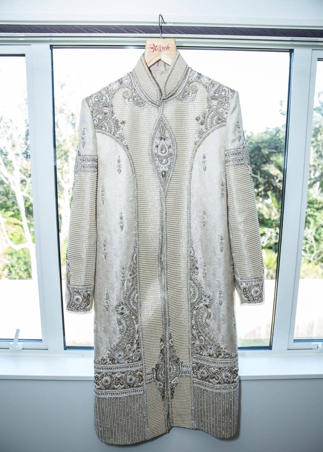 Ivory Silver Embellished Sherwani Image - 0