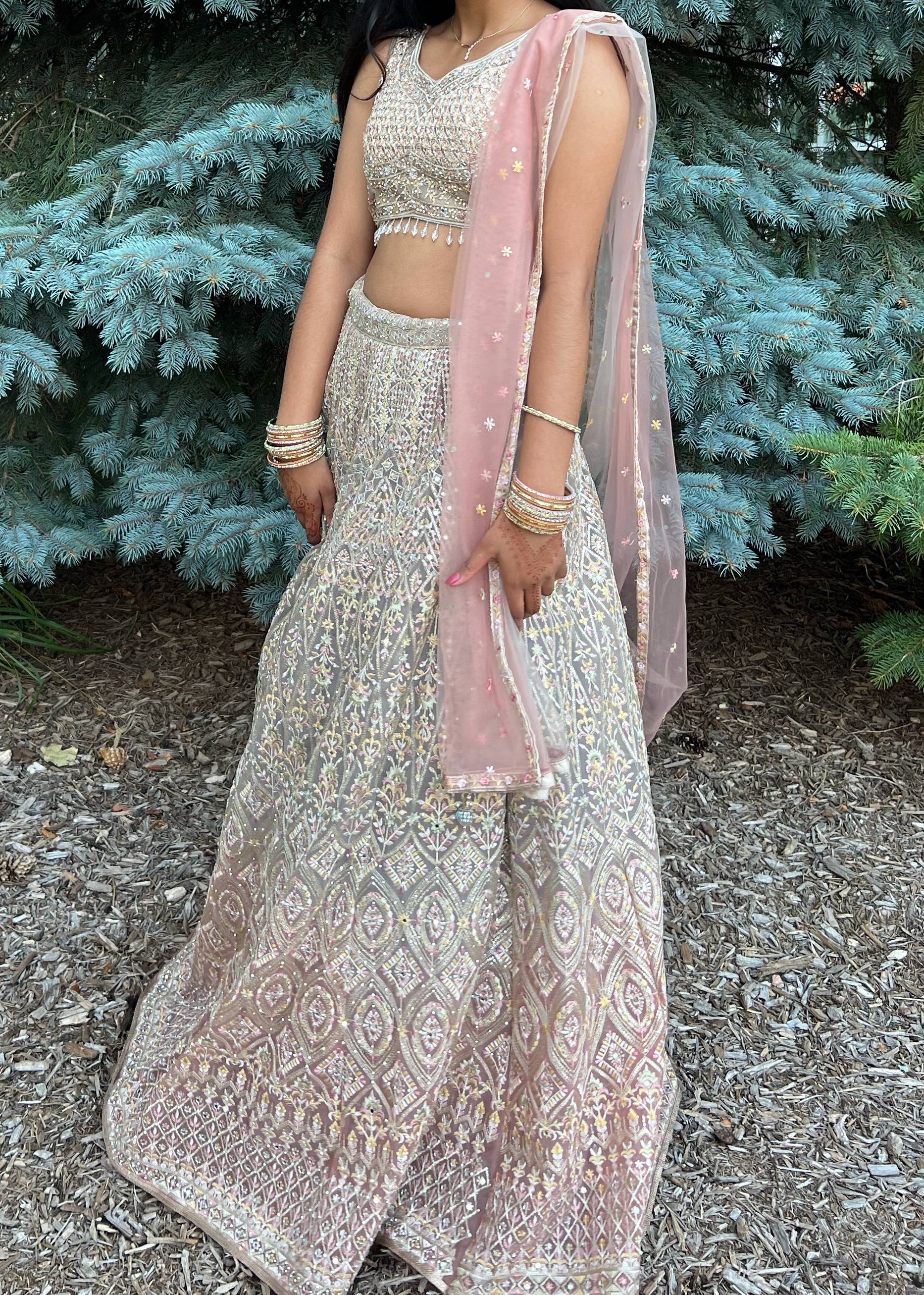 Ivory Embroidered Lehanga Set Image - 0