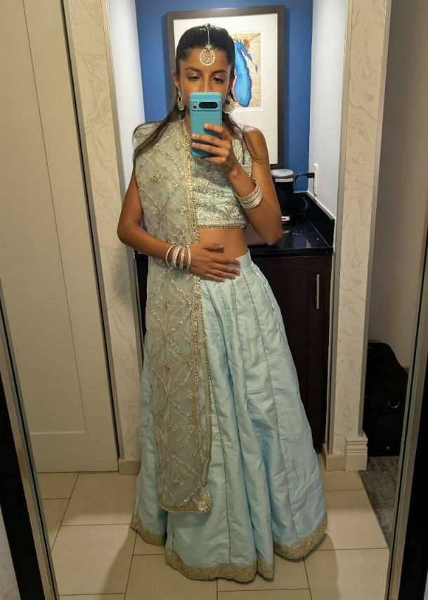 Powder Blue Embroidered Lehenga Set Image - 0