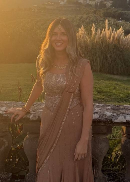 Beige Embellished Pre-Draped Sari Set Image - 1