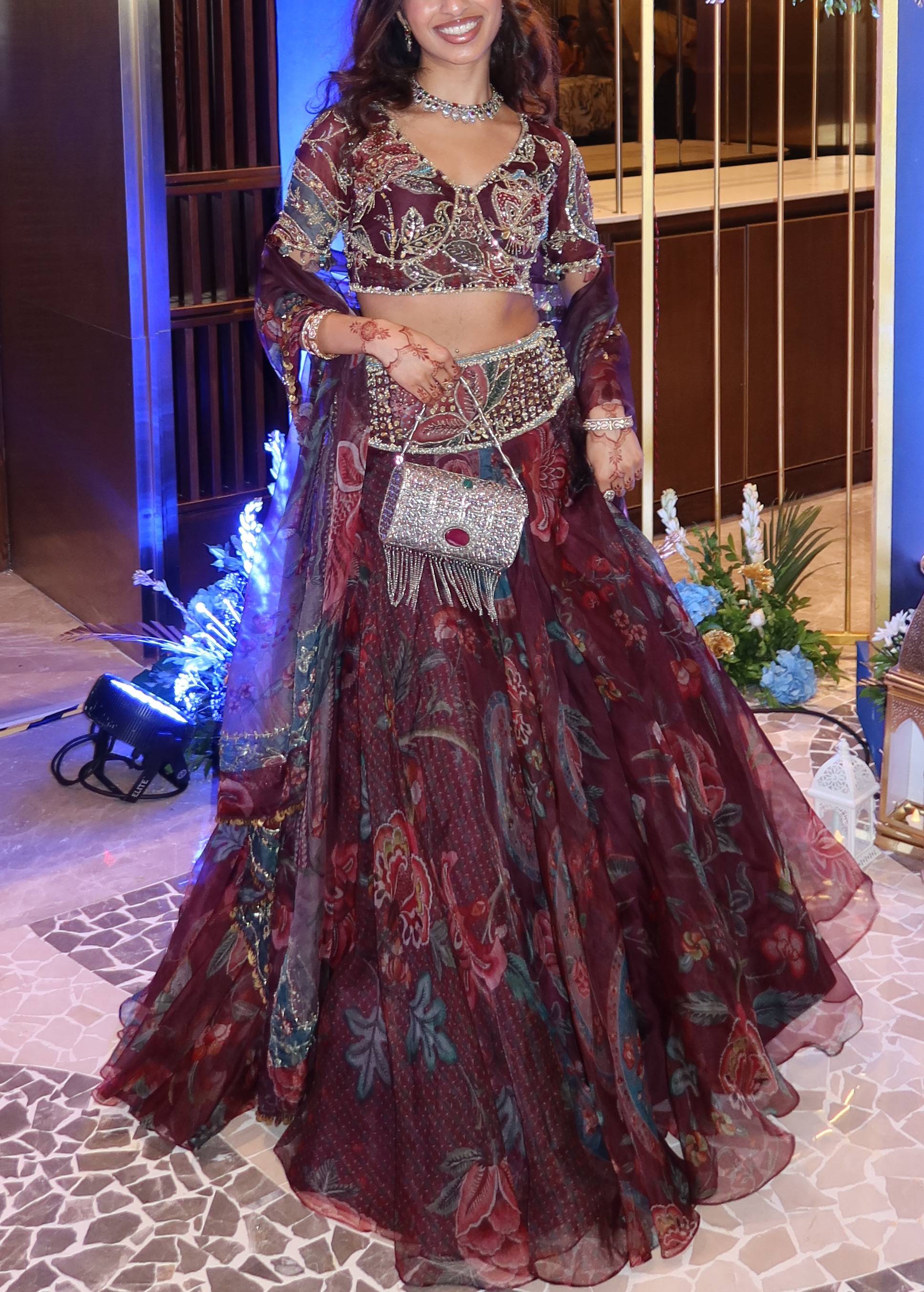 Maroon Custom Mahima Mahajan Lehenga Image - 0