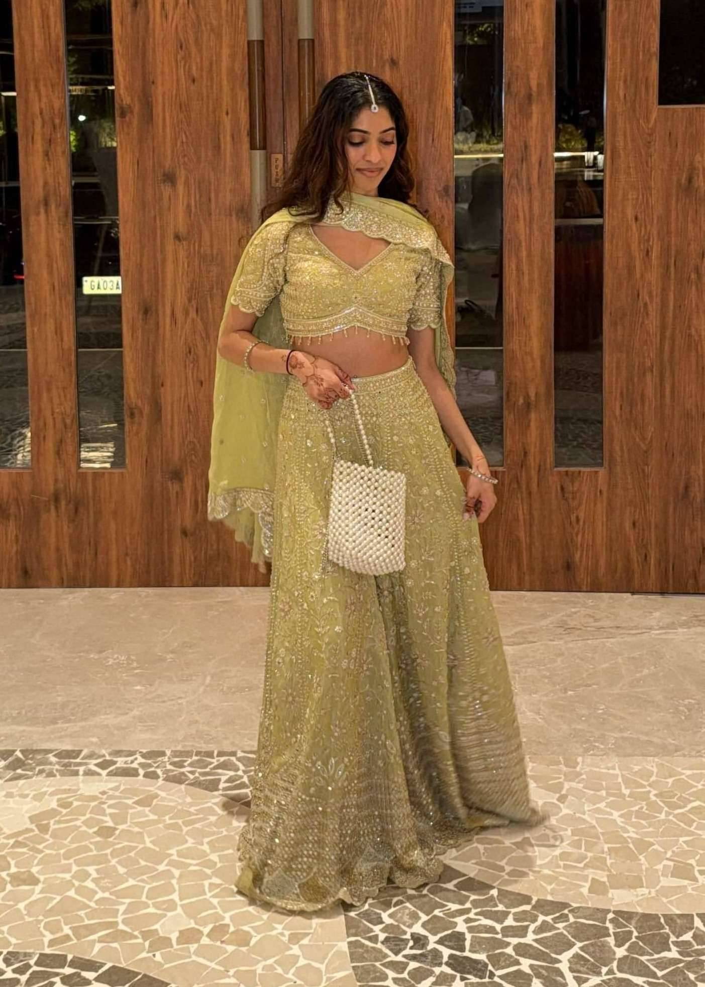 Lime Green Hand Embroidered Lehenga Image - 0