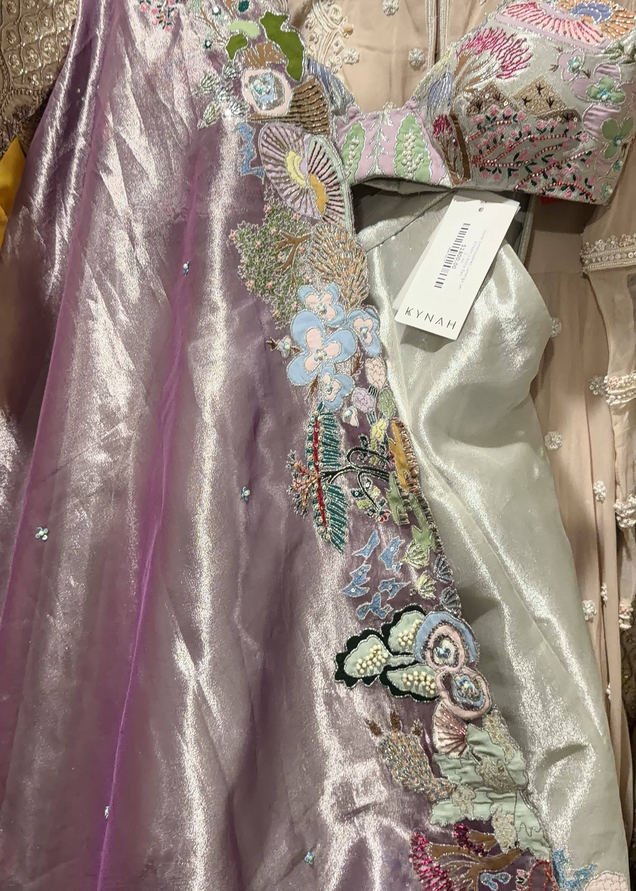 Silver and Lilac Embroidered Lehenga Image - 4