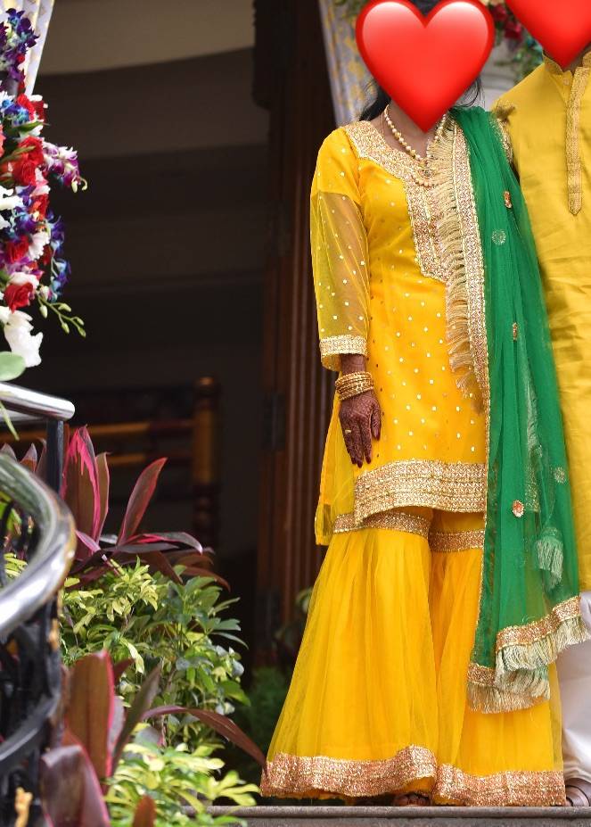 Yellow Embroidered Sharara Set Image - 0