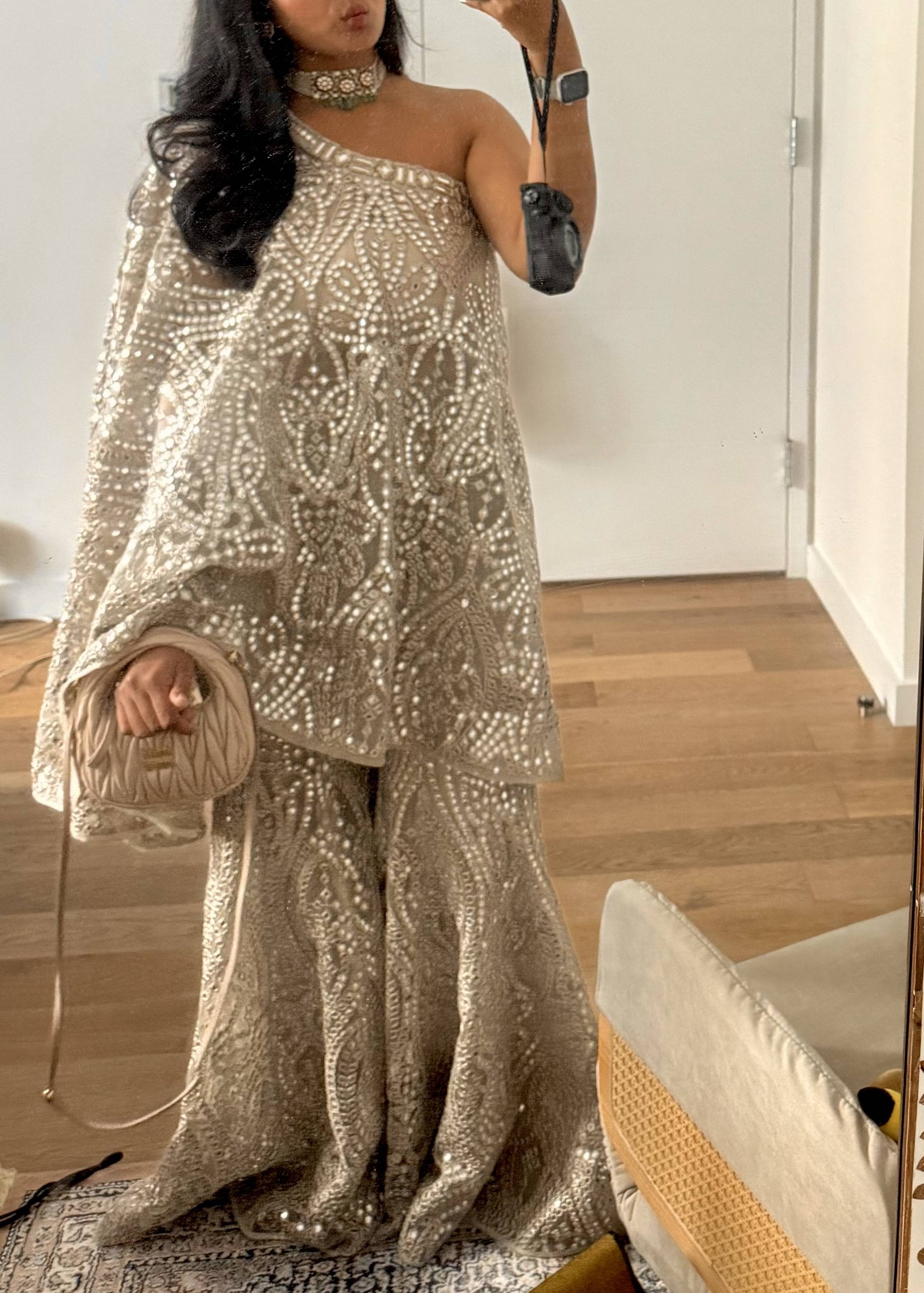 Champagne Pearl Embellished Co-Ord Set Image - 0