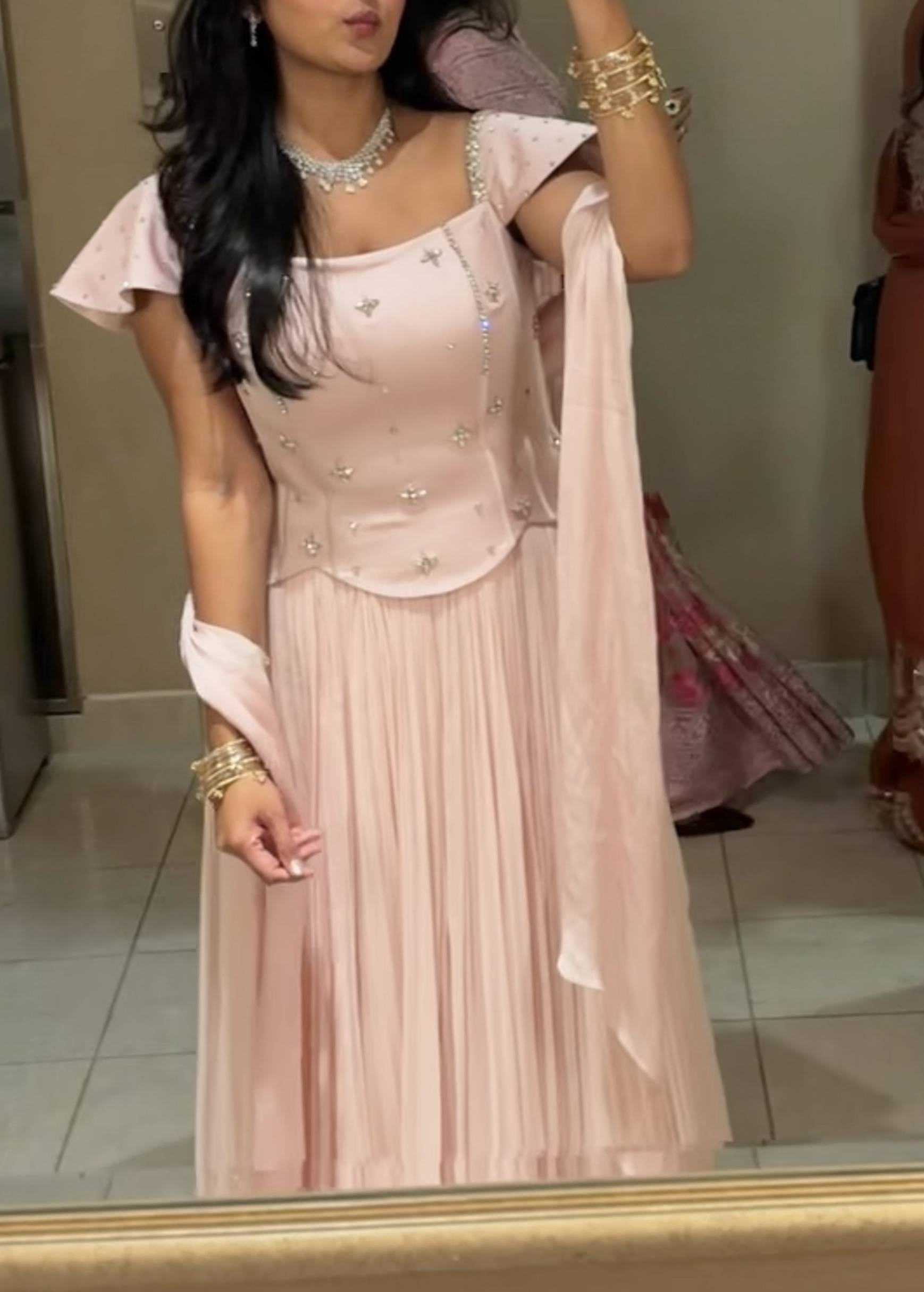 Blush Pink Embellished Lehenga Set Image - 2
