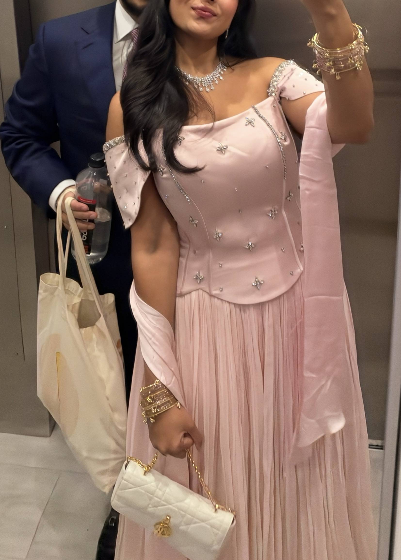 Blush Pink Embellished Lehenga Set Image - 1