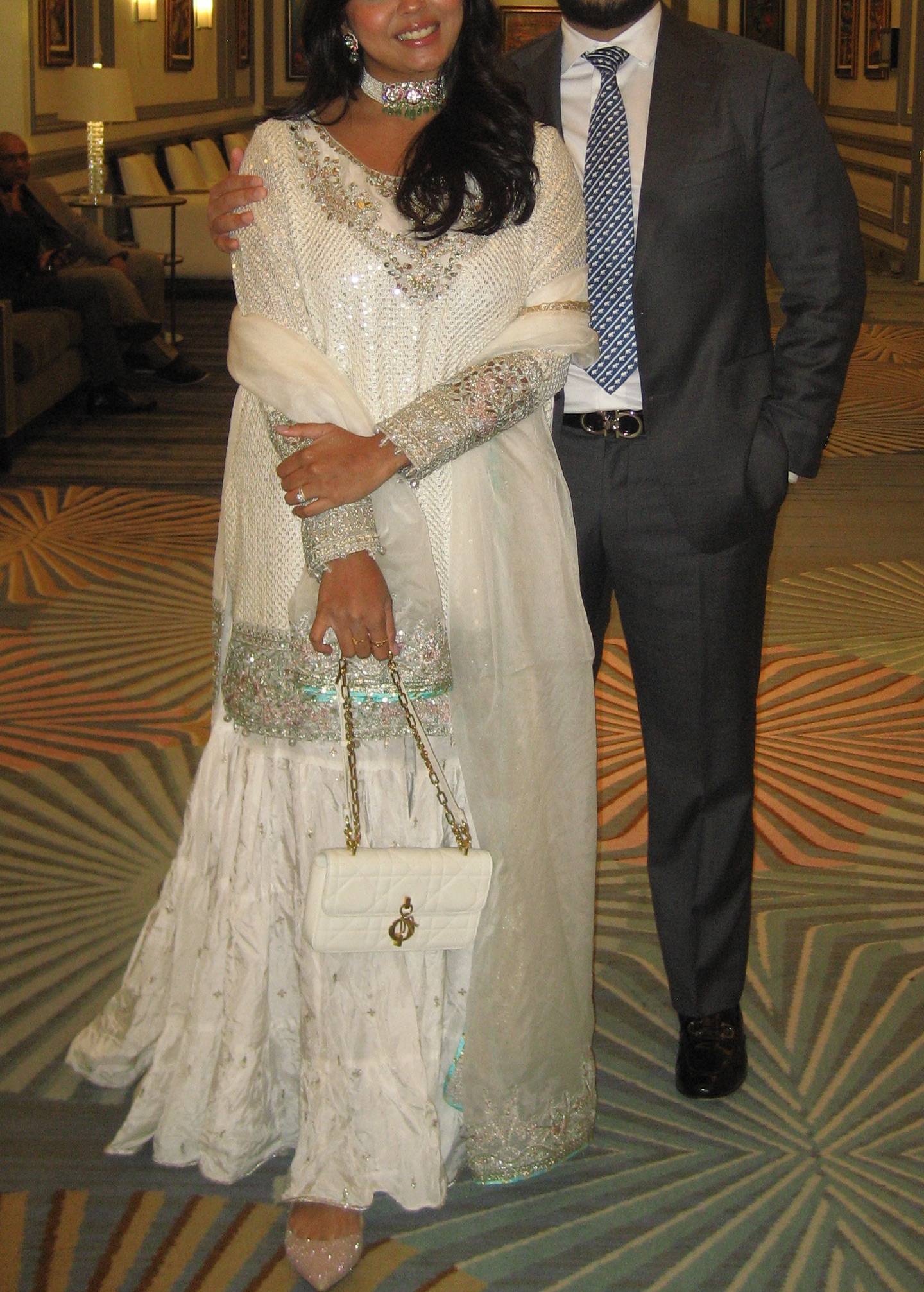 Ivory and Gold Sequin Sharara Set Image - 0