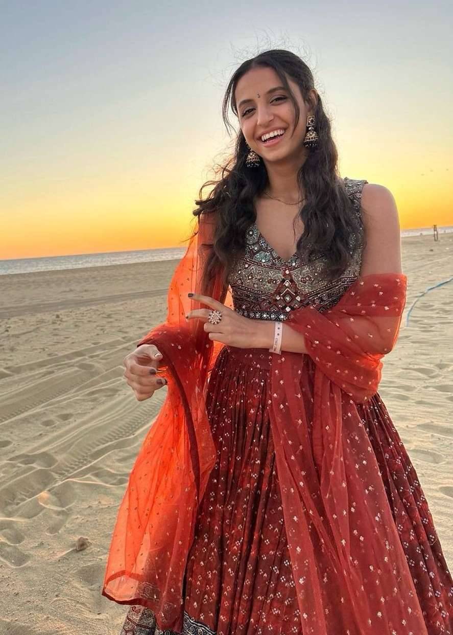 Rust Orange Mirrorwork Lehenga Set Image - 1