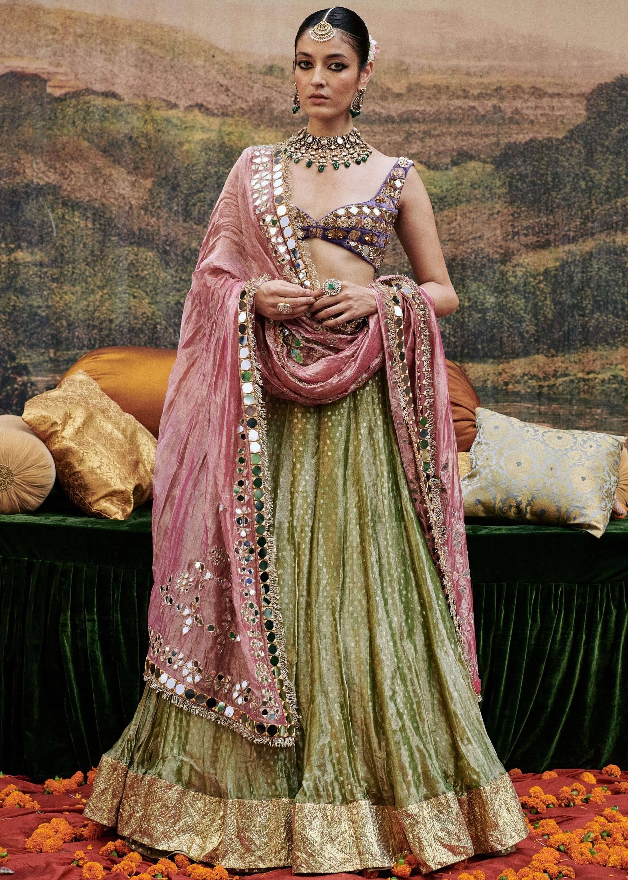 Dusty Pink Mirrorwork Lehenga Set Image - 0