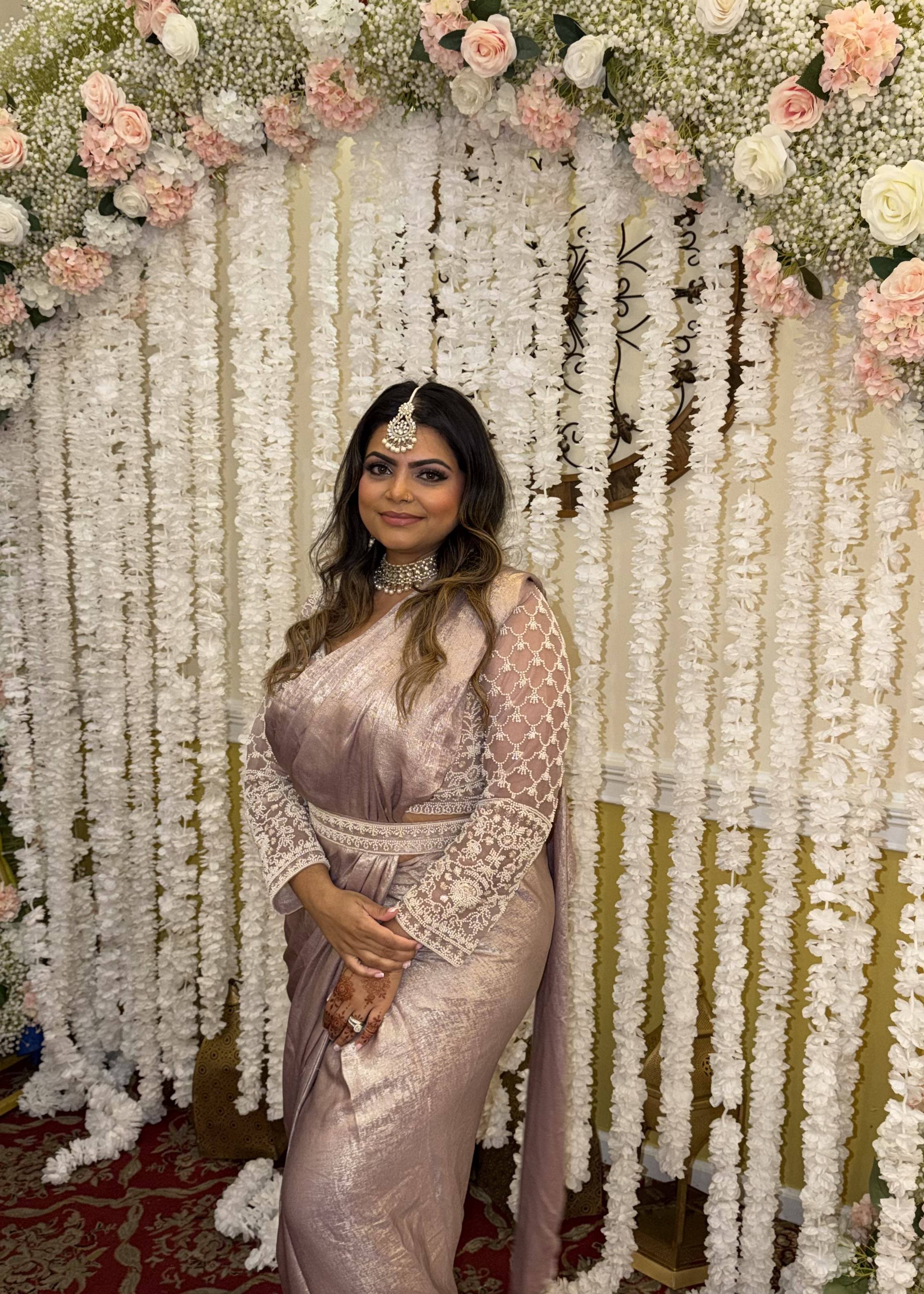 Rose Gold Metallic Sari Image - 1