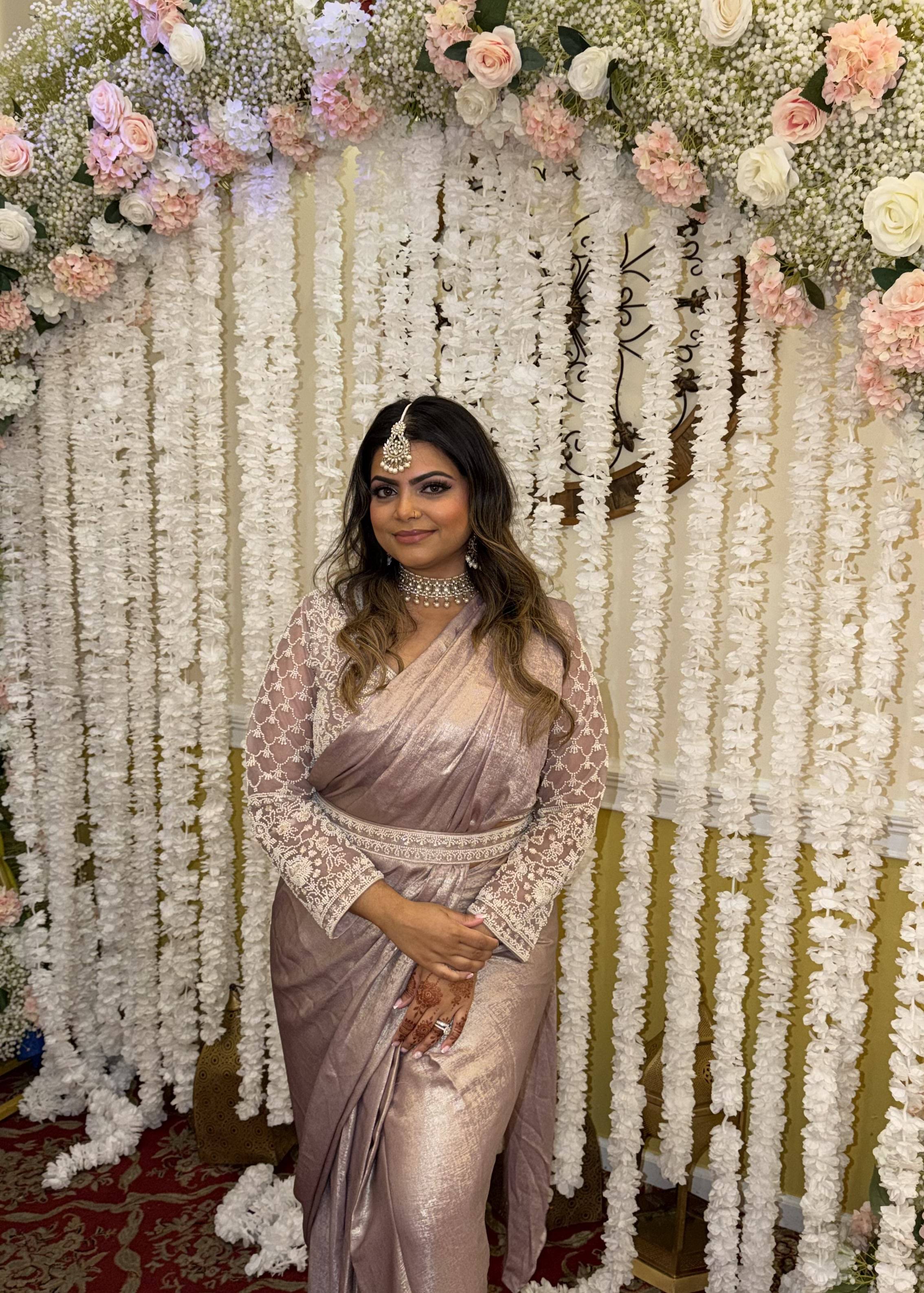 Rose Gold Metallic Sari Image - 2