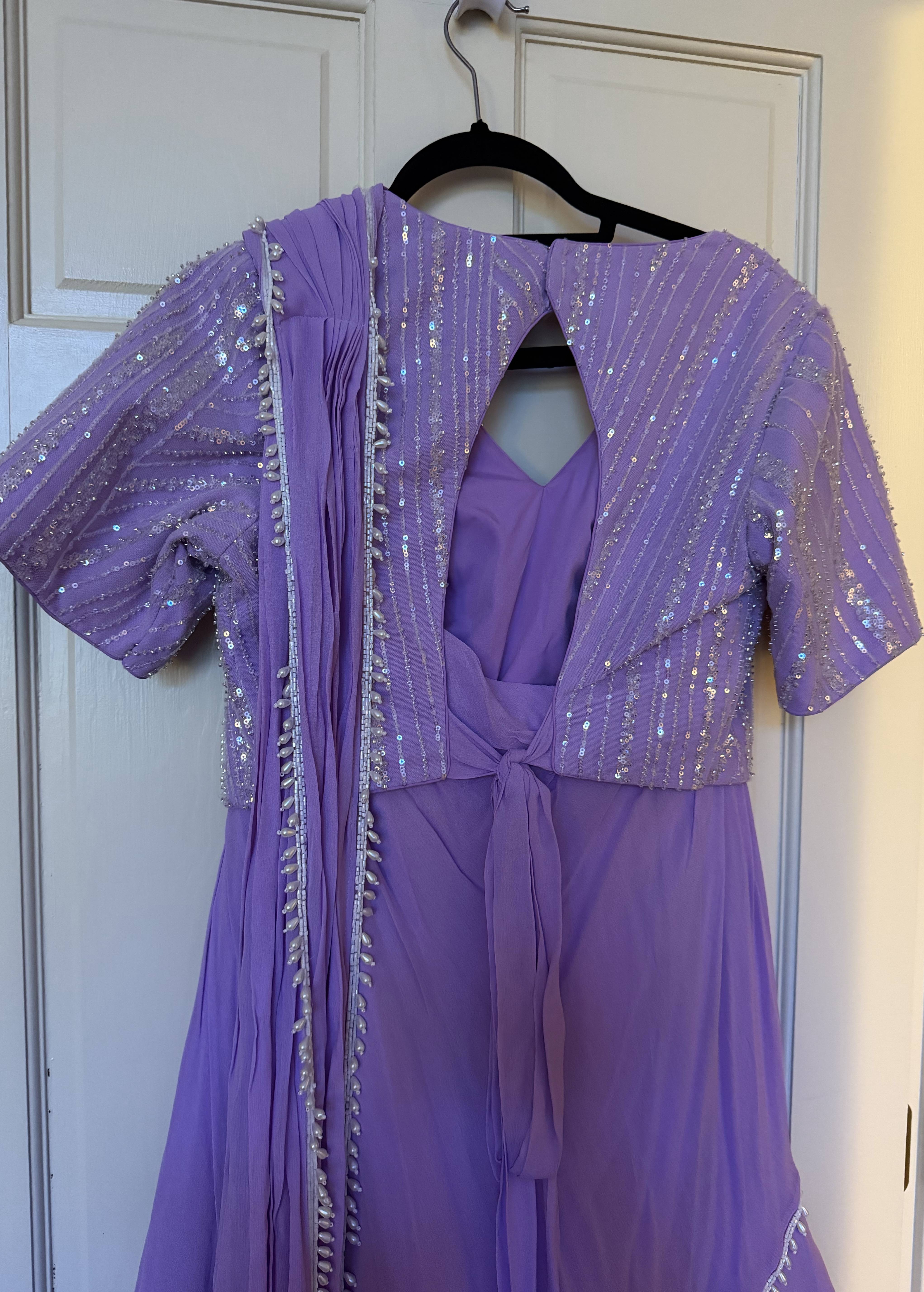 Lilac Sequin Lehenga Set Image - 3