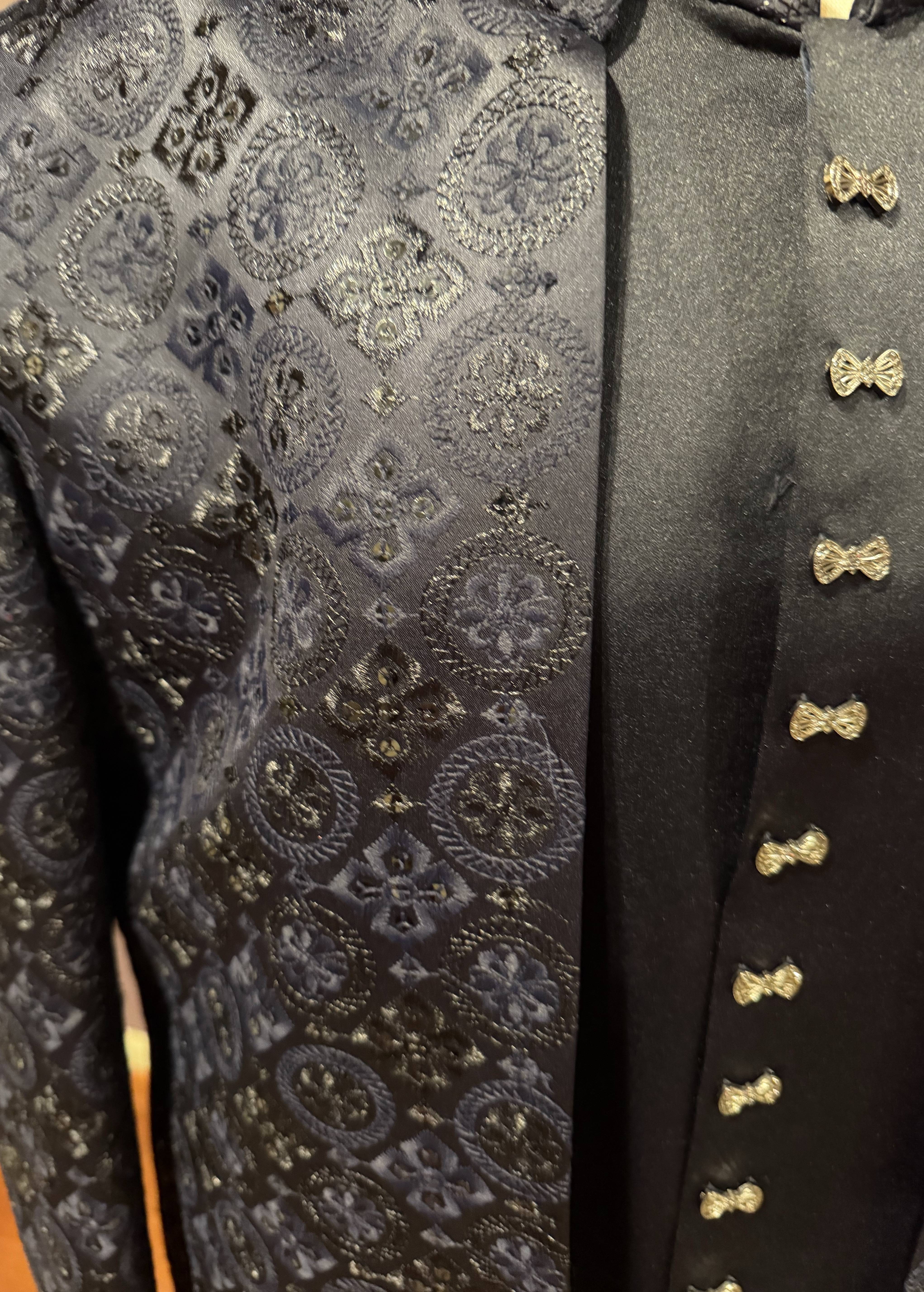 Black Embroidered Indo-Western Jacket Set Image - 2