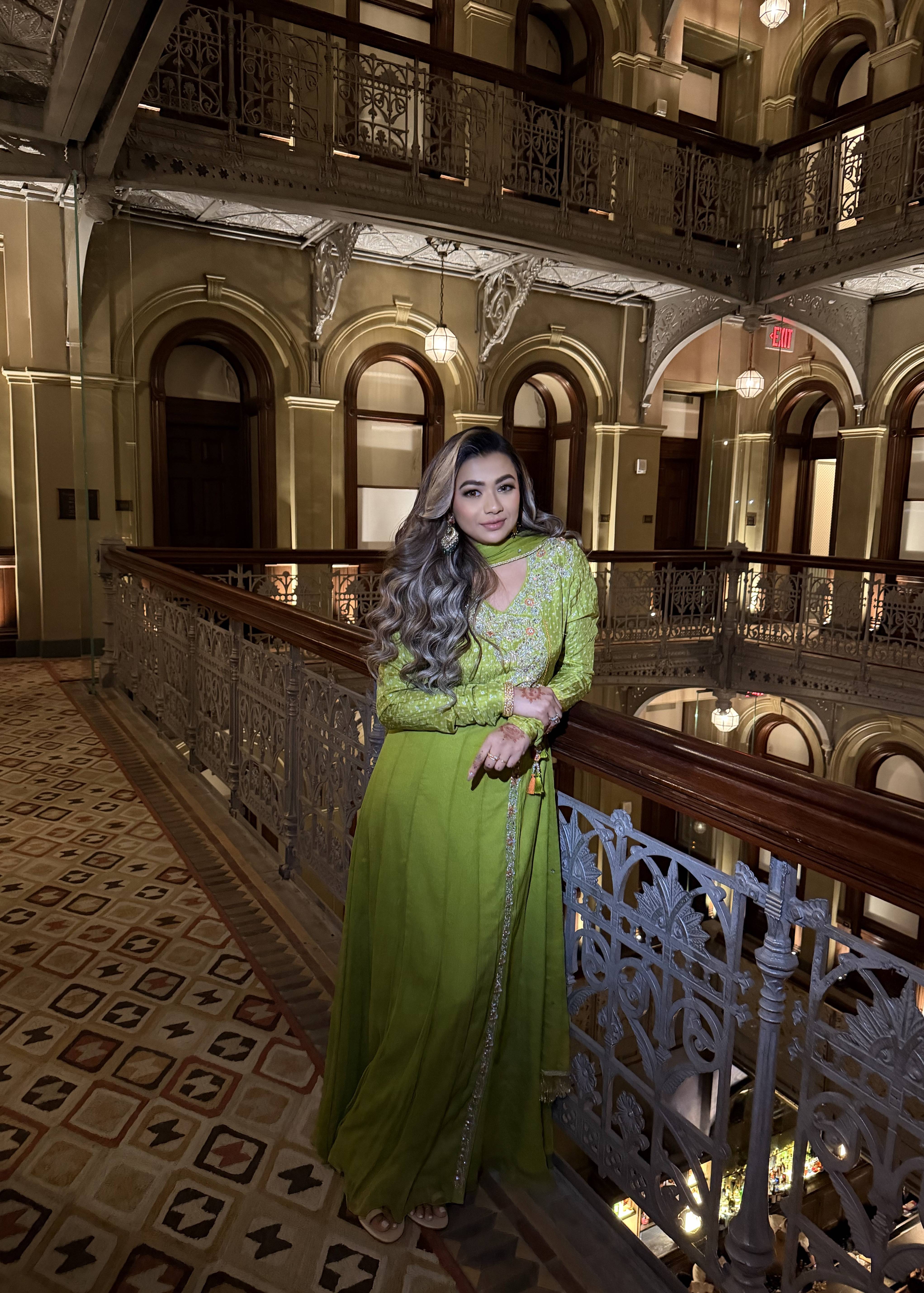 Parrot Green Embroidered Anarkali Set Image - 1