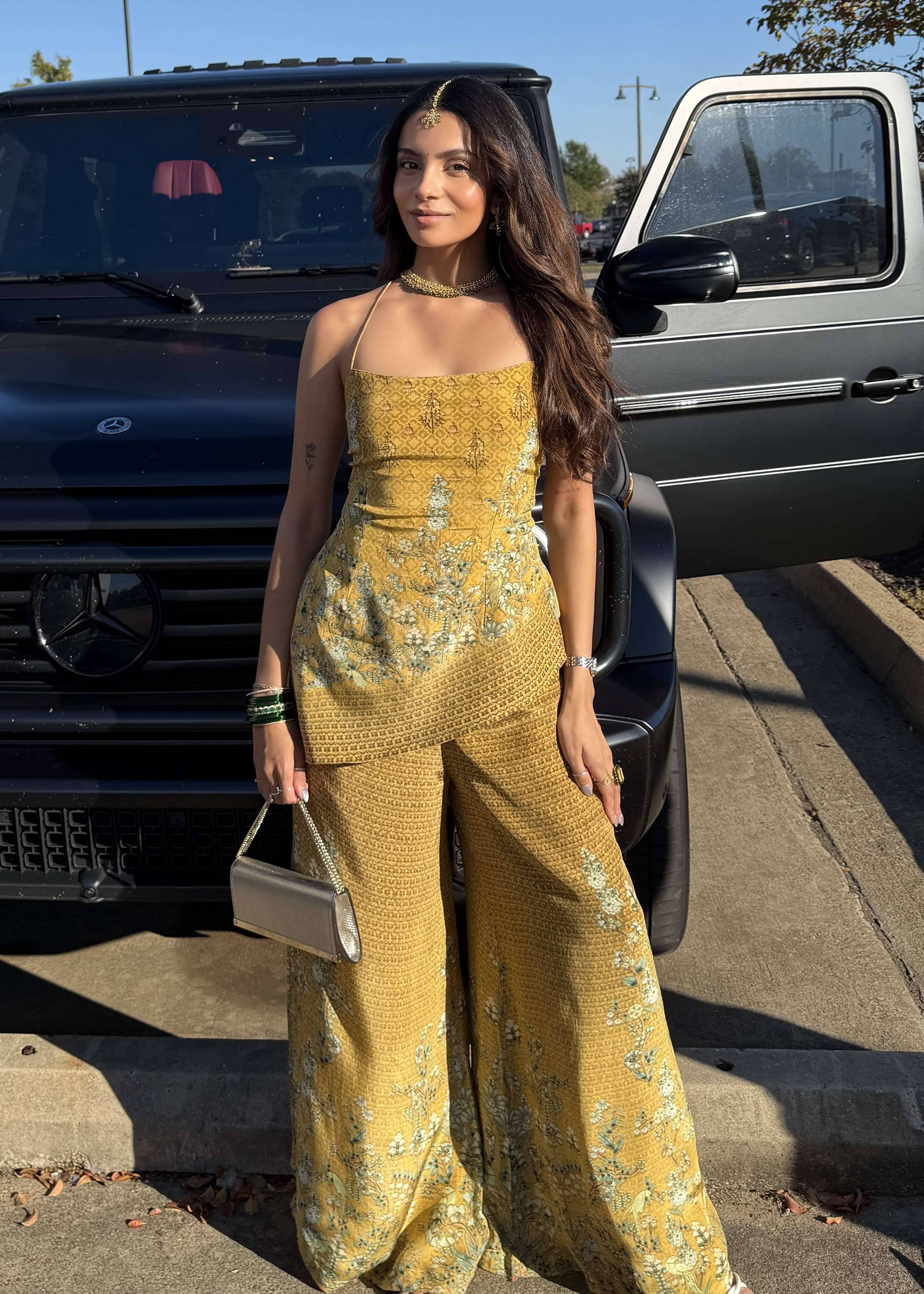 Mustard Yellow Floral Co-Ord Set Image - 0