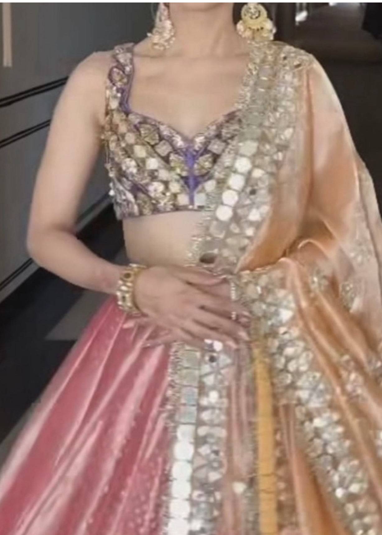 Dusty Pink Mirrorwork Lehenga Set Image - 2