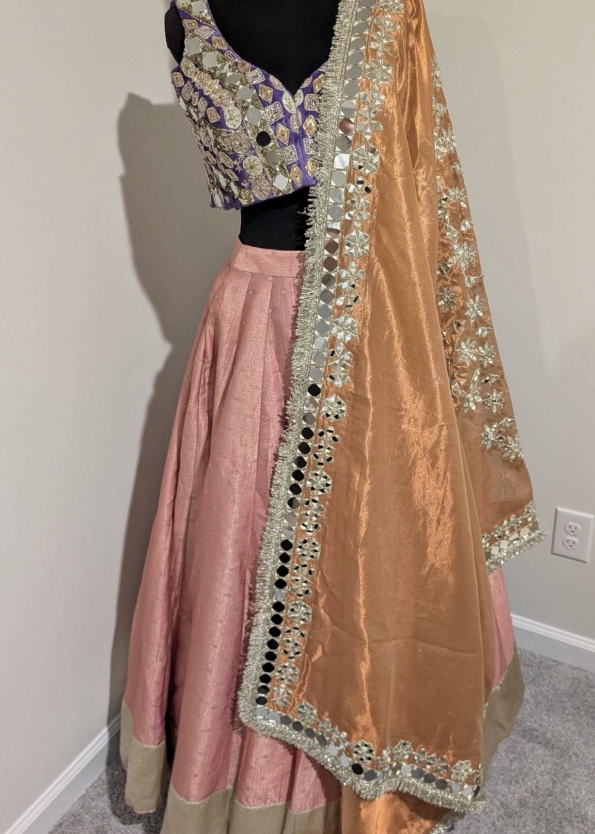 Dusty Pink Mirrorwork Lehenga Set Image - 1