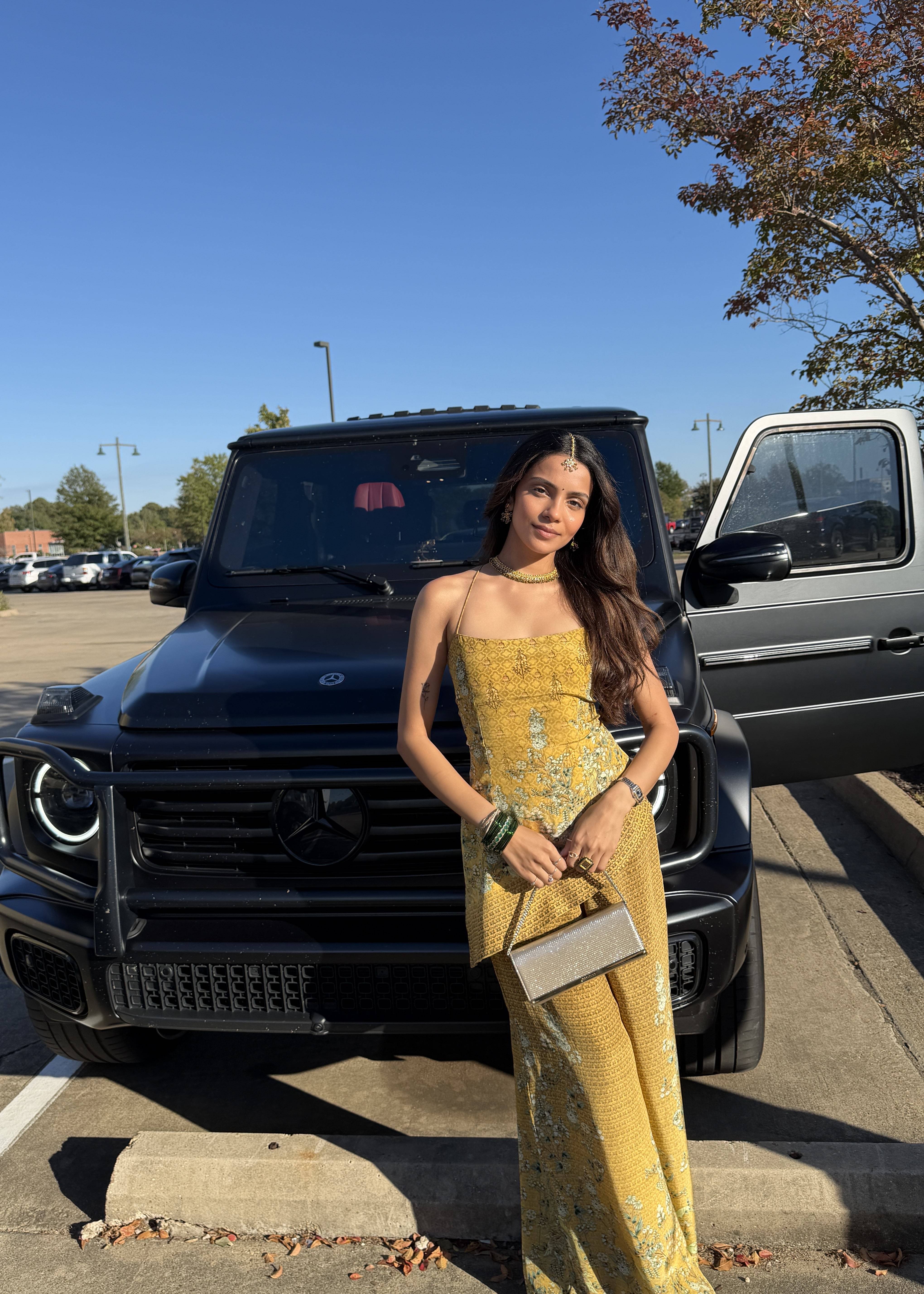 Mustard Yellow Floral Co-Ord Set Image - 2