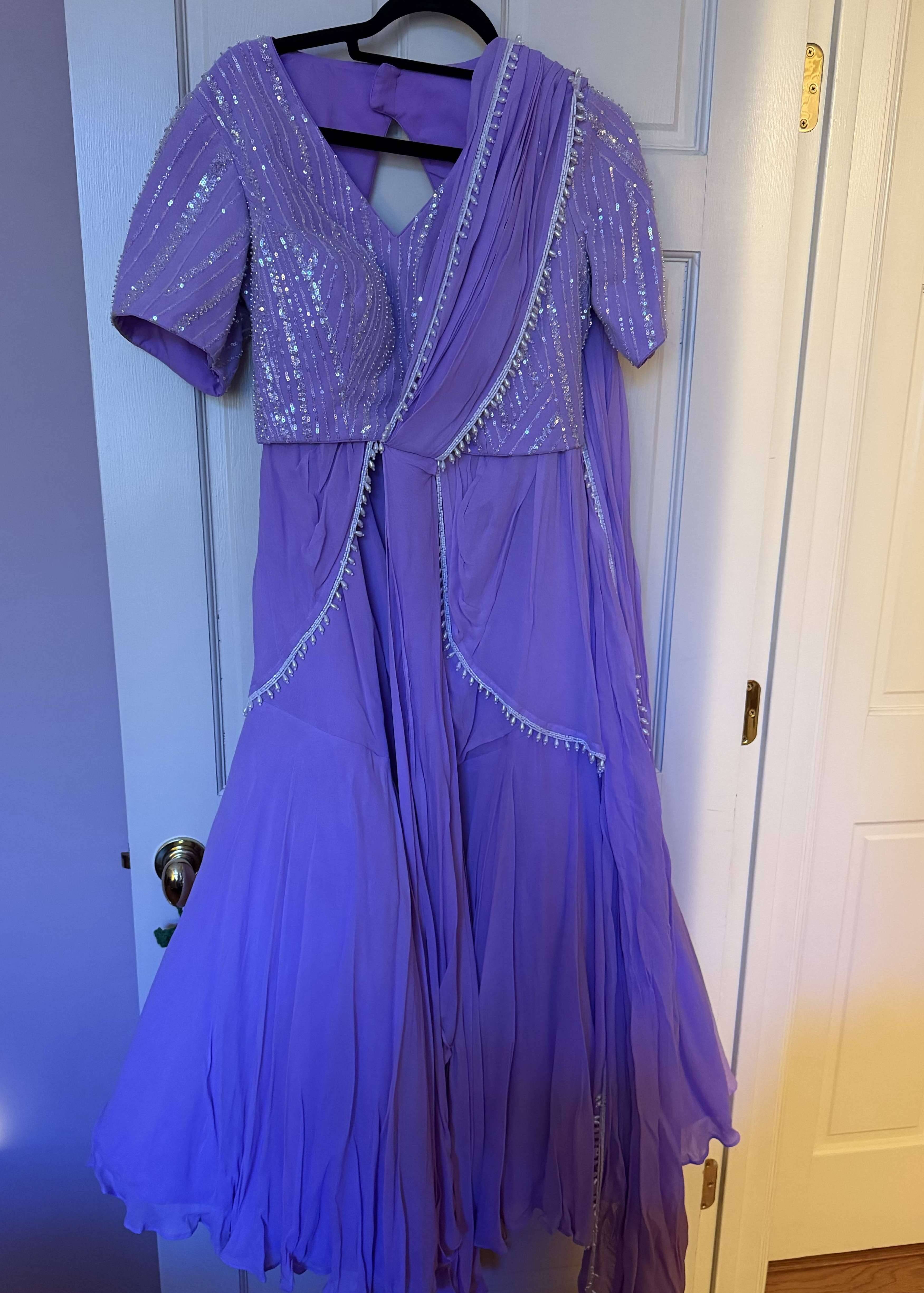 Lilac Sequin Lehenga Set Image - 0