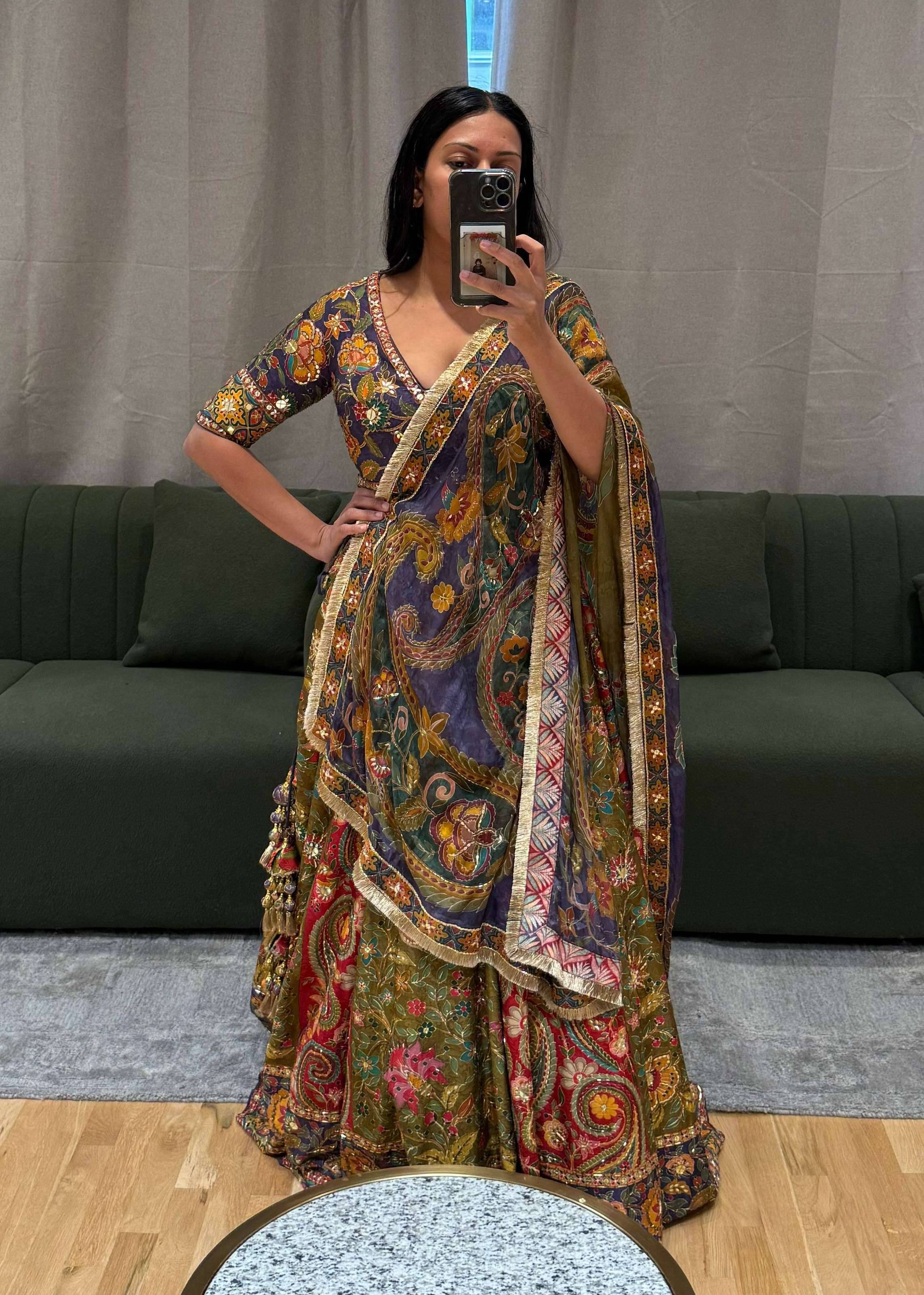 Multicolour Kalamkari Print Lehenga Set Image - 0