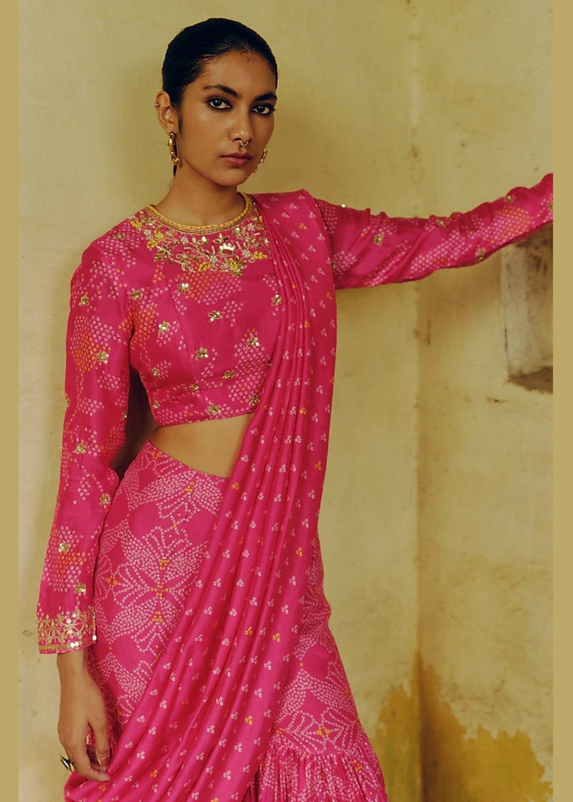 Pink Bandhani Printed Sharara Set Image - 3