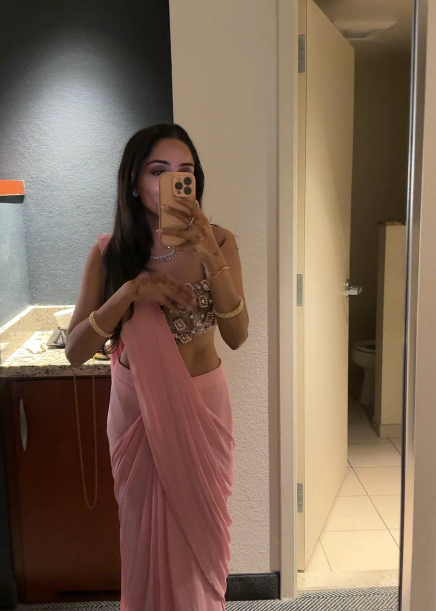Blush Pink Pre-Draped Sari  Image - 1