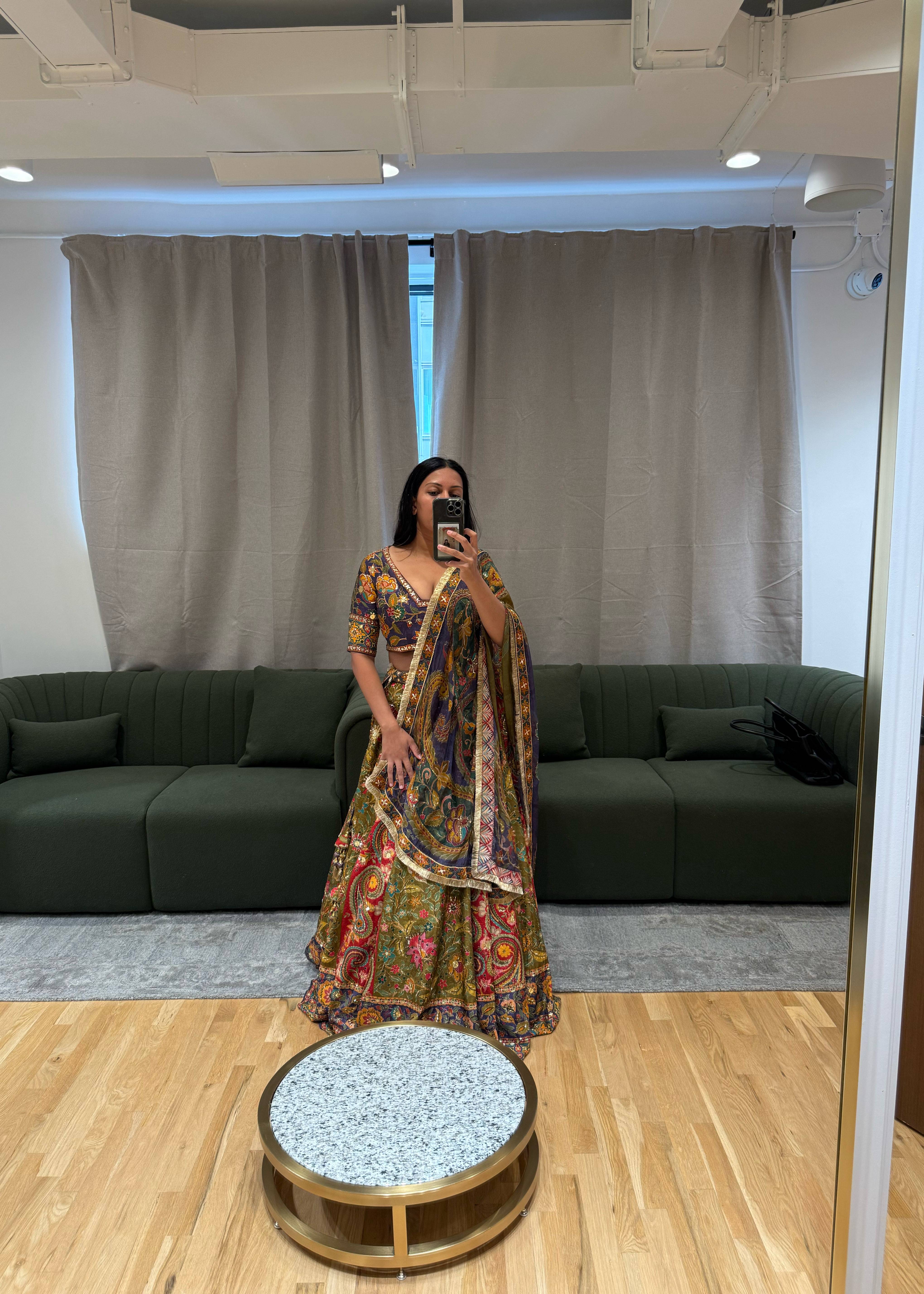 Multicolour Kalamkari Print Lehenga Set Image - 3