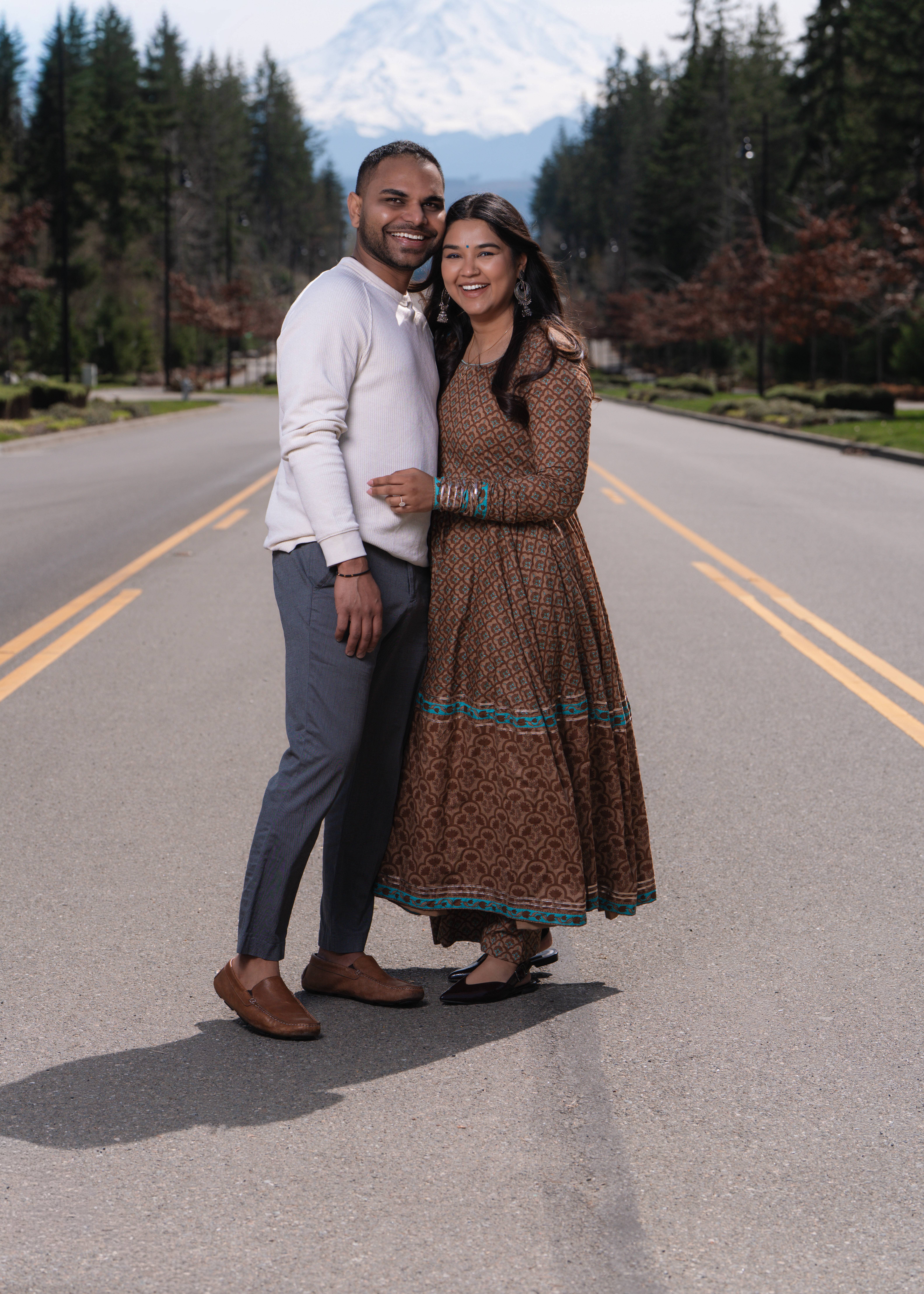 Brown Block Print Anarkali Set Image - 1