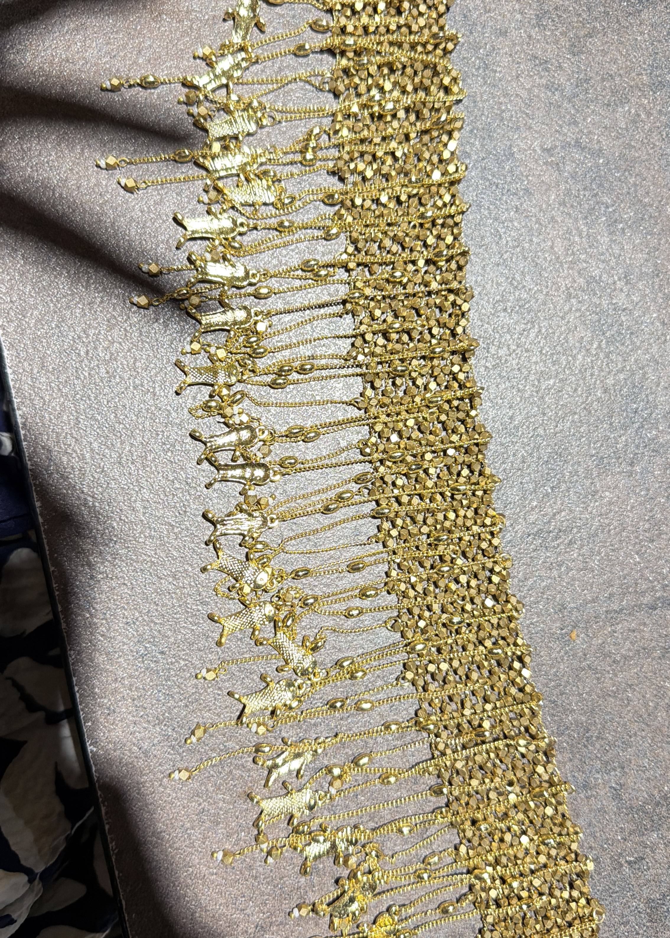 Gold Fringe Choker Necklace Image - 2
