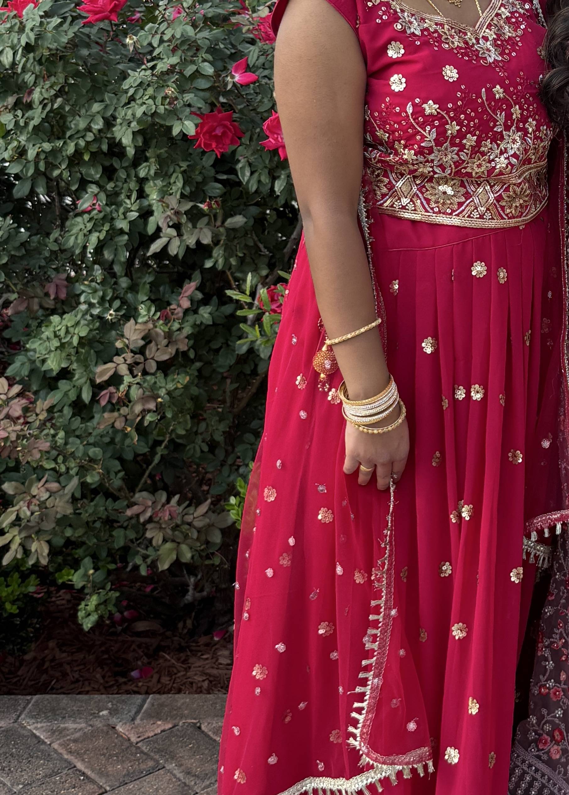 Maroon and Gold Embroidered Lehenga Set Image - 1