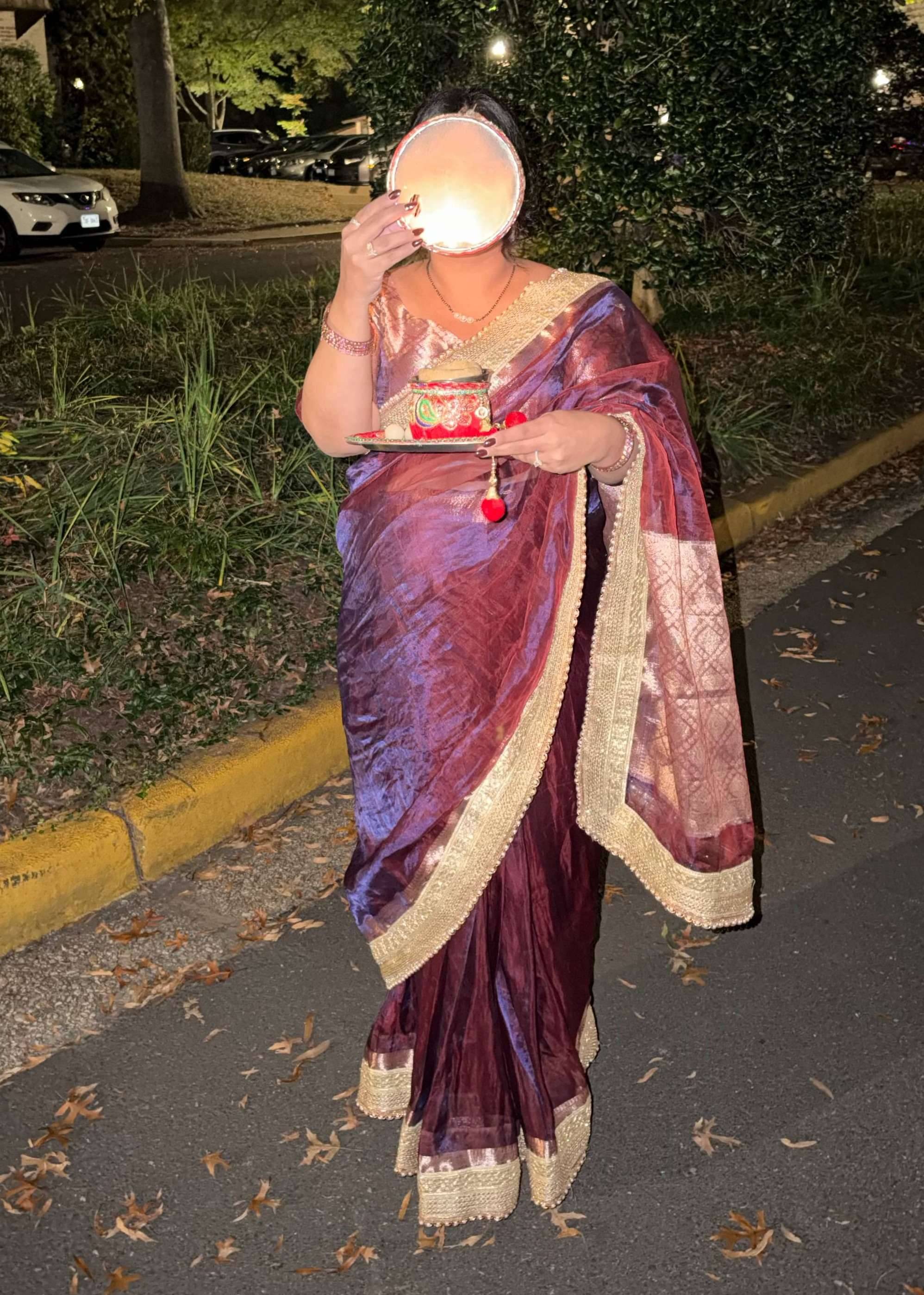 Purple and Gold Zari Sari Image - 0