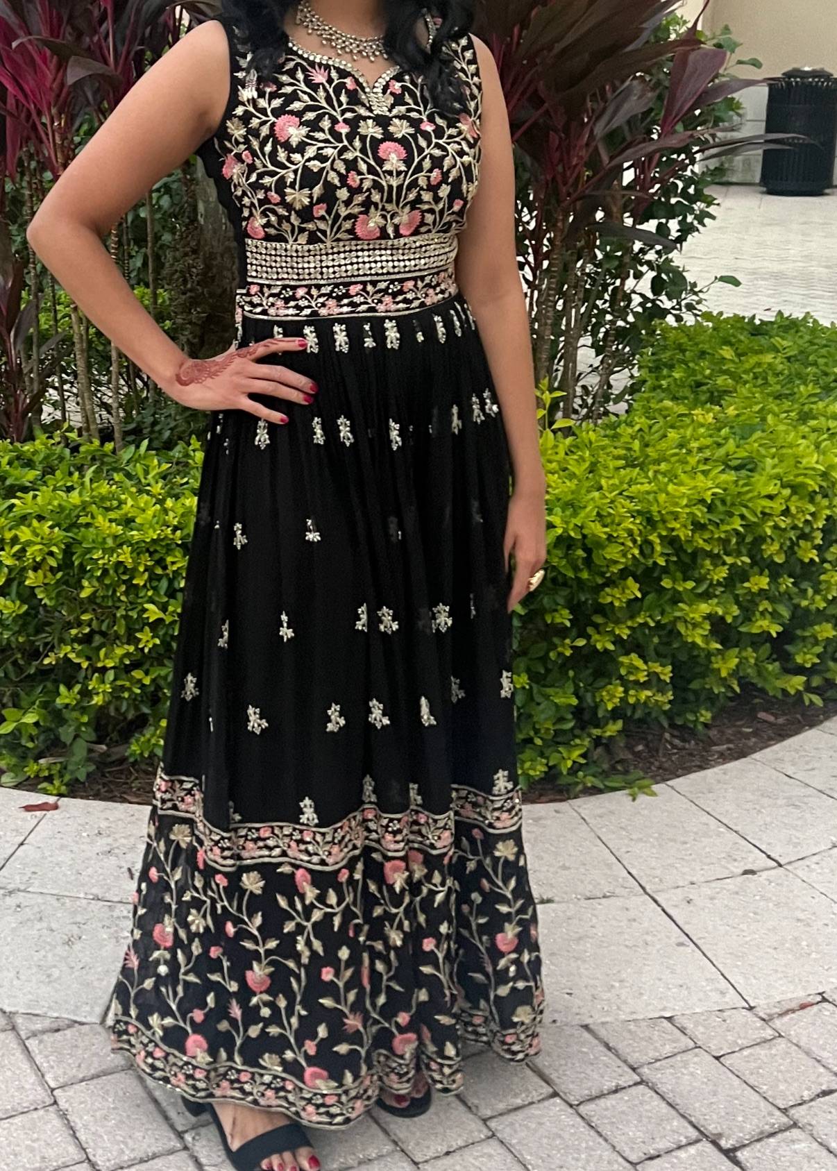 Black Floral Embroidered Jumpsuit Image - 0