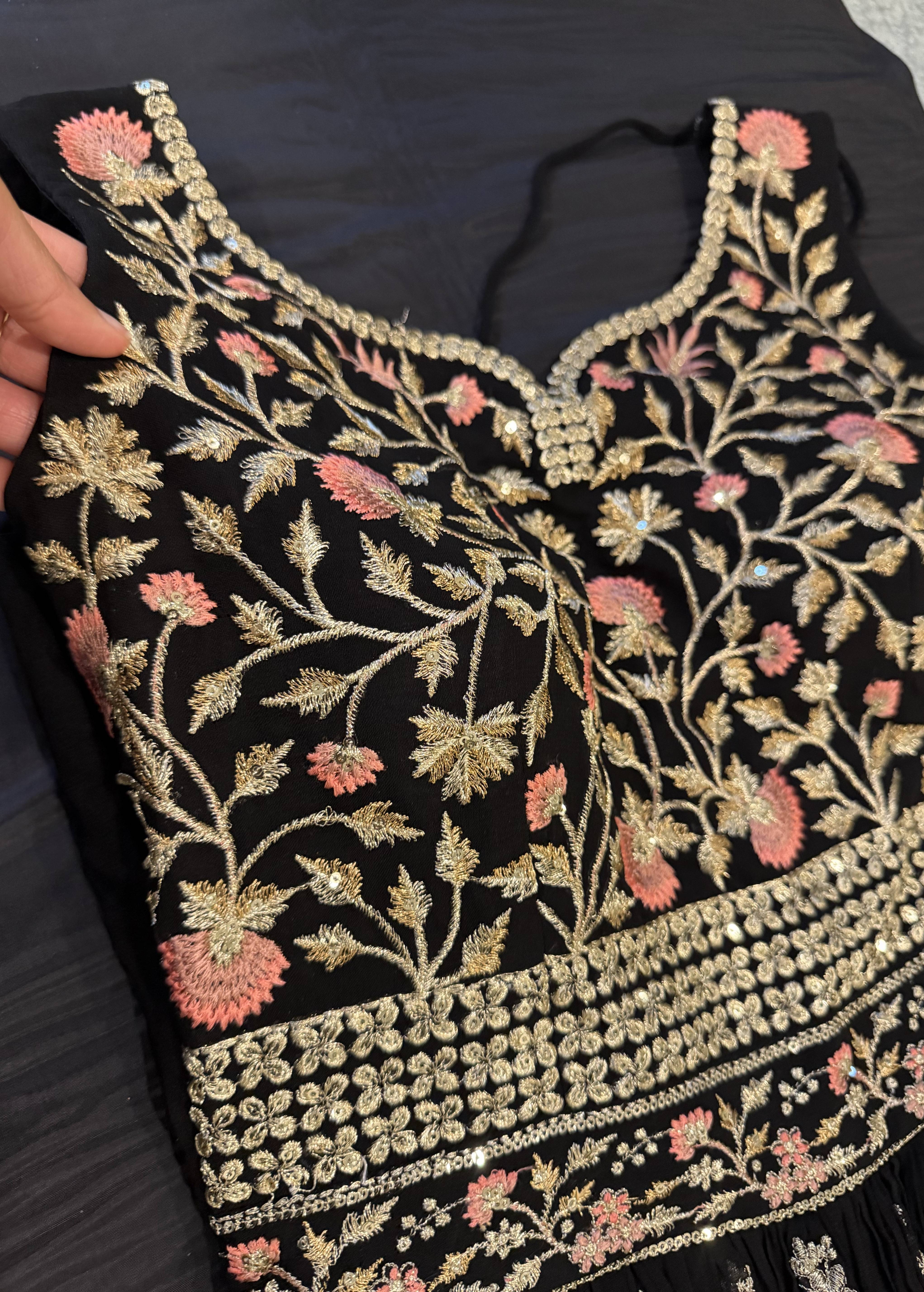 Black Floral Embroidered Jumpsuit Image - 2