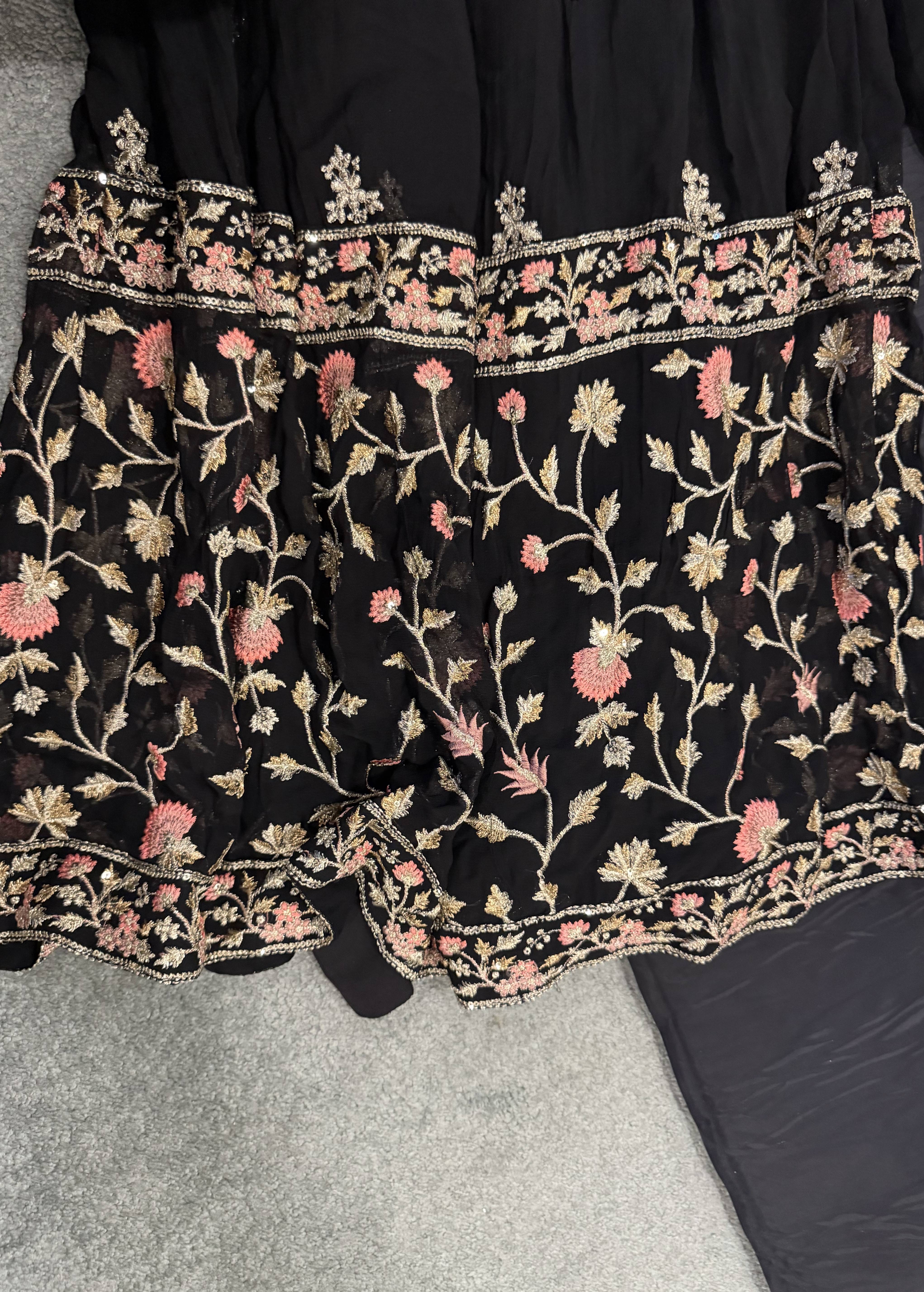 Black Floral Embroidered Jumpsuit Image - 3