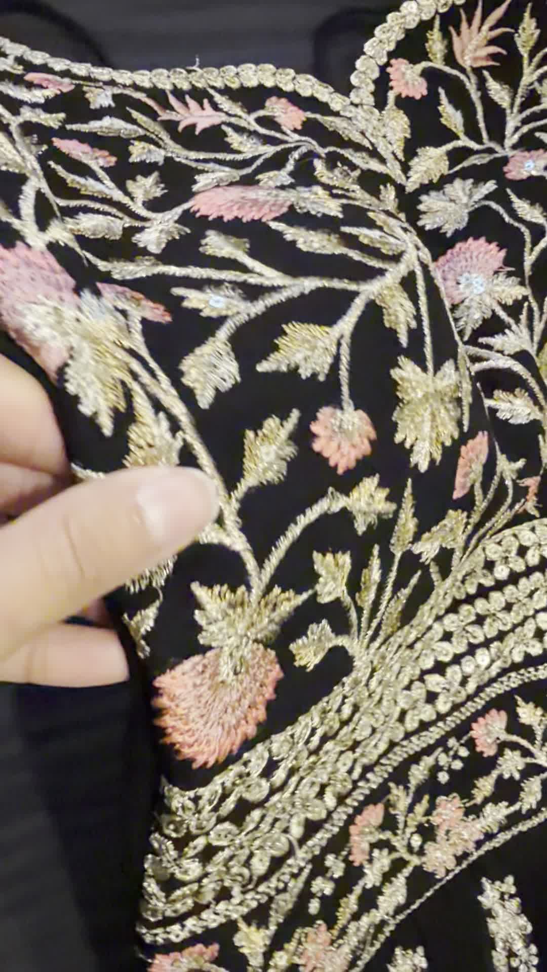 Black Floral Embroidered Jumpsuit Image - 8